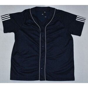 Adidas Athletic Men's Shirt Size XL Three Stripes Navy Mesh Baseball Button Up